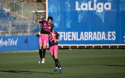 Josu Ozkoidi, celebrant el seu gol a Fuenlabrada | Roger Benet